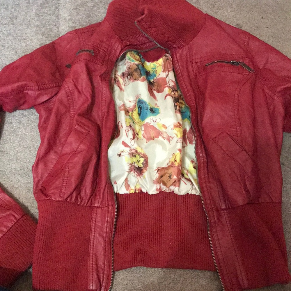 Red leather jacket